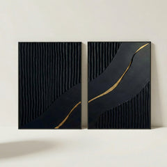 Black Flow – Modern Abstract Wall Art Set (2 Panels)